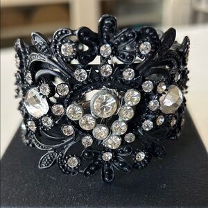Ornate Black and Silver Crystal Bracelet